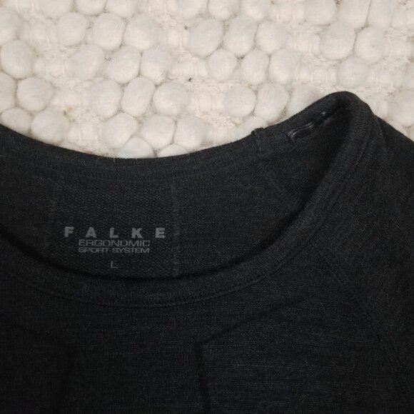Falke Long Sleeve Wool-Tech Baselayer Top Dark Gray Sz Large - Picture 8 of 9